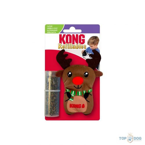 KONG X-mass Macskamentával Tölthető Rénszarvas Macskajáték