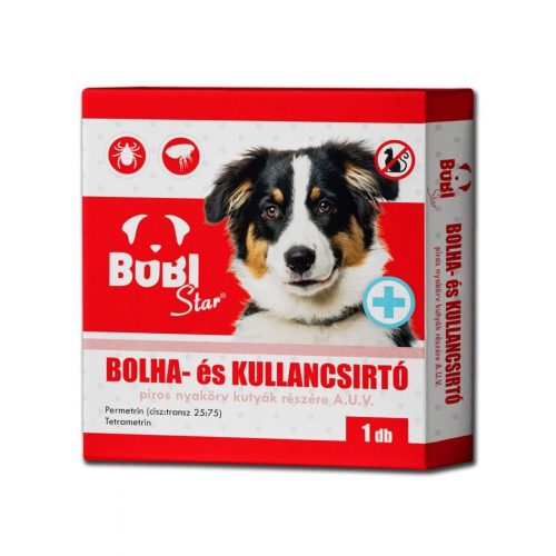 Bobi Star Bolha és kullancsírtó nyakörv piros 65cm 