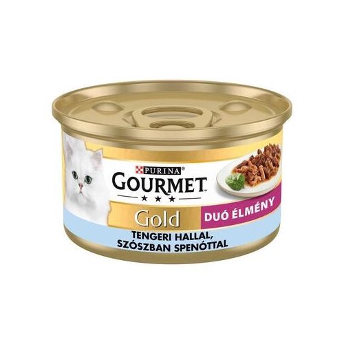 GOURMET Gold Duó Élmény tengeri hallal és spenóttal nedves macskaeledel 85gr