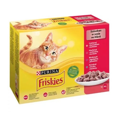 FRISKIES 12X85G  Válogatás (csirke-marha-bárány-kacsa)