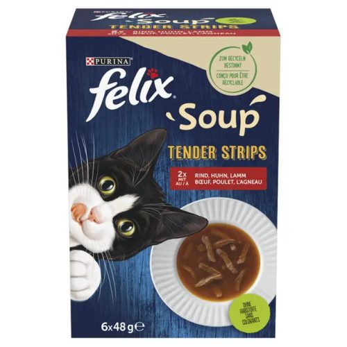 Felix Soup Tender Strips Házias válogatás alutasak macskáknak 6 x 48 g