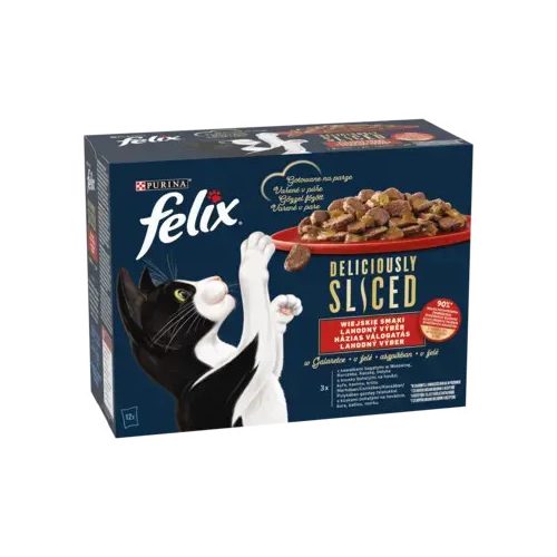 FELIX Deliciously Sliced házias válogatás aszpikban nedves macskaeledel 12x80gr