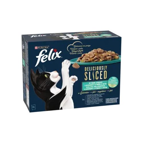 FELIX Deliciously Sliced halas válogatás aszpikban nedves macskaeledel 12x80gr