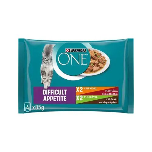 PURINA ONE Difficult Appetite csirkével és pulykával nedves macskaeledel 4*85gr