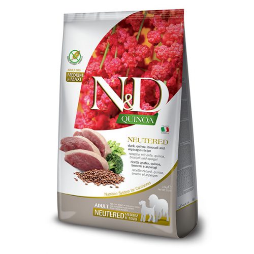 N&D QUINOA DOG KACSA,BROKKOLI&SPÁRGA ADULT NEUTERED MEDIUM&MAXI 2,5KG