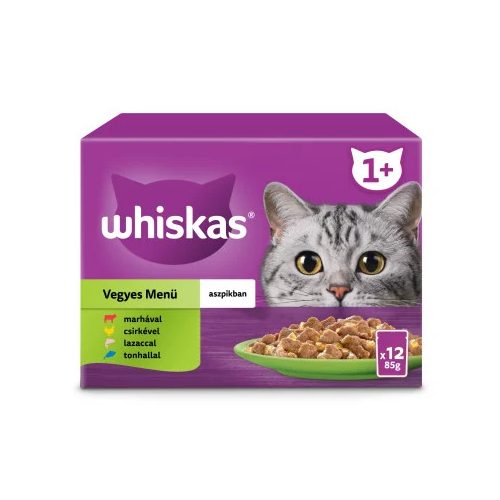 Whiskas Vegyes válogatás aszpikban zöld  12x85g