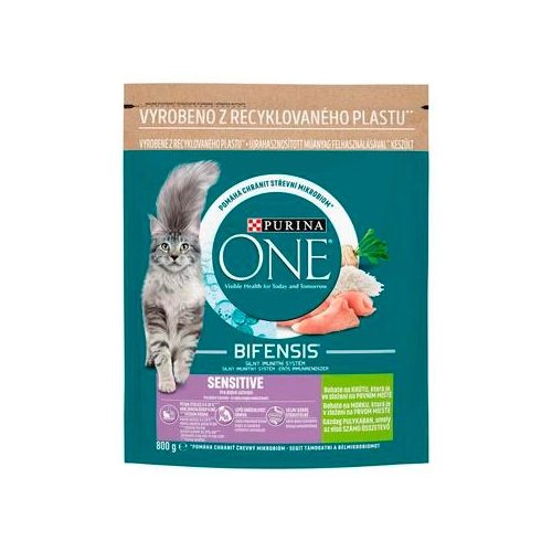  PURINA ONE 800gr Sensitive pulykában és rizsben gazdag száraz eledel felnőtt macskáknak