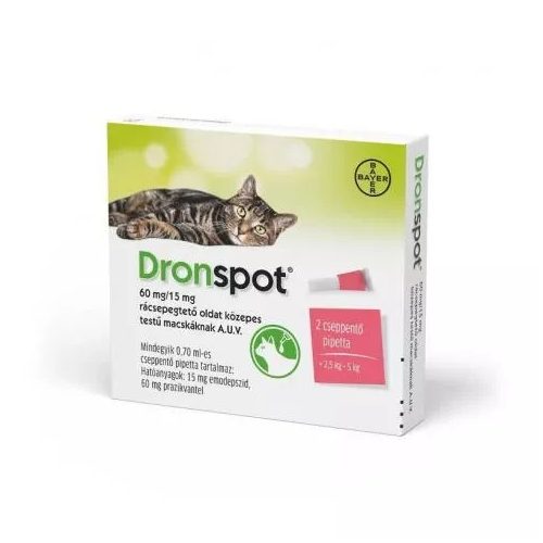 Dronspot rácsepegtető féreghajtó oldat közepes testű (2,5-5 kg) macskák számára 2pipetta/doboz