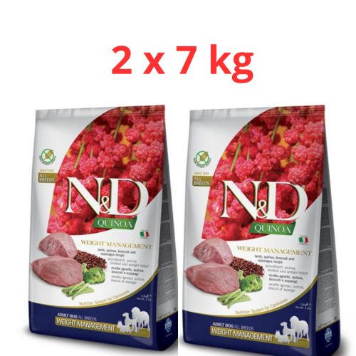 N&D Quinoa Dog Weight Management Medium/Maxi 2x7kg